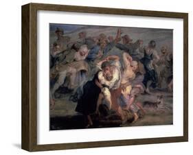 The Kermesse, Detail of Peasants Dancing, Ca. 1635-1638-Peter Paul Rubens-Framed Giclee Print