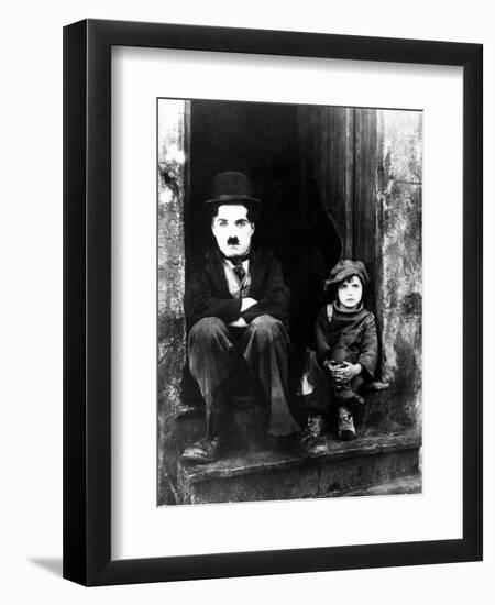 The Kid, Charlie Chaplin, Jackie Coogan, 1921-null-Framed Premium Photographic Print