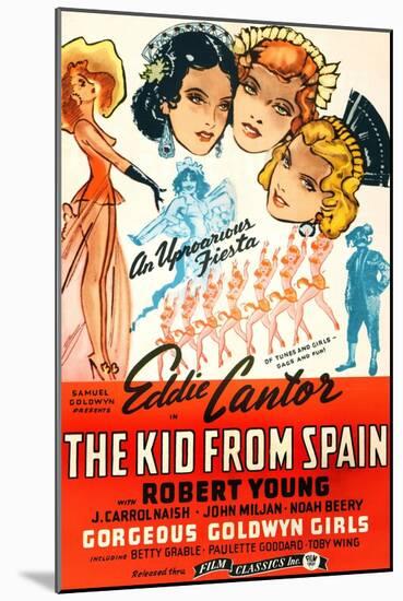 THE KID FROM SPAIN, US 1944 reissue poster art, Eddie Cantor (bottom right, in matador suit), 1932-null-Mounted Art Print