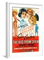 THE KID FROM SPAIN, US 1944 reissue poster art, Eddie Cantor (bottom right, in matador suit), 1932-null-Framed Art Print