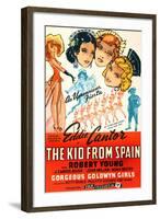 THE KID FROM SPAIN, US 1944 reissue poster art, Eddie Cantor (bottom right, in matador suit), 1932-null-Framed Art Print
