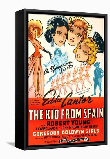 THE KID FROM SPAIN, US 1944 reissue poster art, Eddie Cantor (bottom right, in matador suit), 1932-null-Framed Stretched Canvas