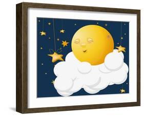 The Kind Moon on a Cloud-Liusa-Framed Art Print