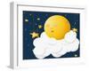 The Kind Moon on a Cloud-Liusa-Framed Art Print