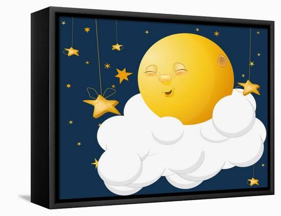 The Kind Moon on a Cloud-Liusa-Framed Stretched Canvas