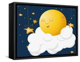 The Kind Moon on a Cloud-Liusa-Framed Stretched Canvas