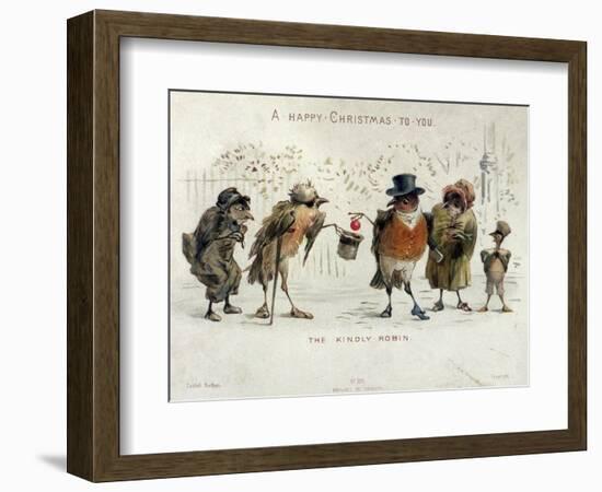 The Kindly Robin, Victorian Christmas Card-Castell Brothers-Framed Giclee Print