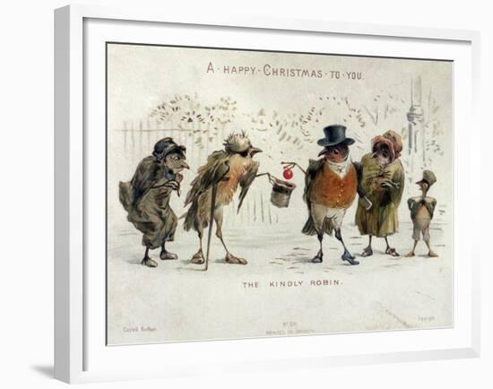 The Kindly Robin, Victorian Christmas Card-Castell Brothers-Framed Giclee Print