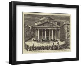 The King and Queen of Italy Visiting the New Tomb of the Late King Victor Emmanuel in the Pantheon-null-Framed Premium Giclee Print