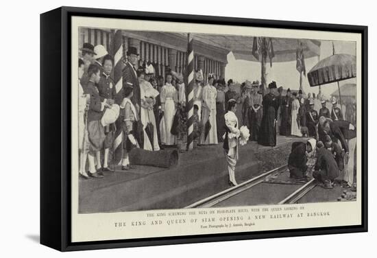 The King and Queen of Siam Opening a New Railway at Bangkok-null-Framed Stretched Canvas