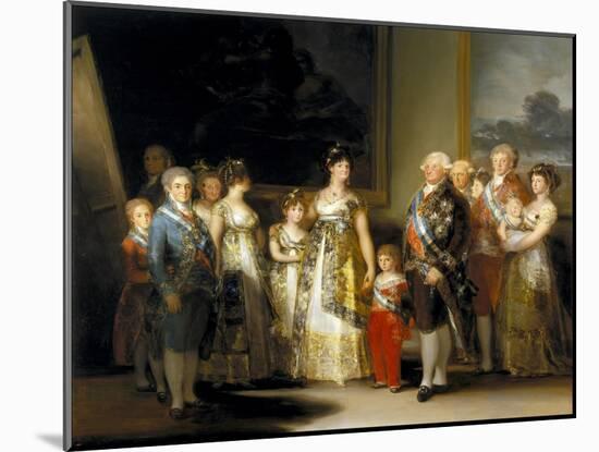 The King and Queen of Spain, Charles IV and Maria Luisa, with Their Family, 1800-Francisco de Goya-Mounted Giclee Print