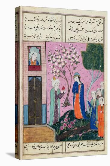 The King Bids Farewell', Poem from the Shiraz Region, C.1470-90-Persian School-Stretched Canvas