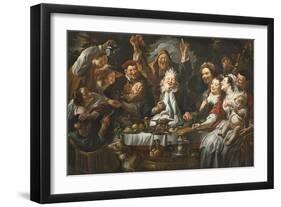 The King Drinks a Twelfth Night Feast, C.1645-Jacob Jordaens-Framed Giclee Print