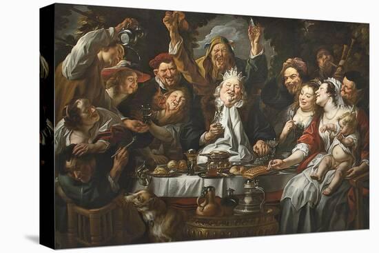 The King Drinks a Twelfth Night Feast, C.1645-Jacob Jordaens-Stretched Canvas