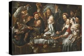 The King Drinks a Twelfth Night Feast, C.1645-Jacob Jordaens-Stretched Canvas