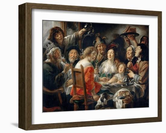 The King Drinks, or Family Meal on the Feast of Epiphany-Jacob Jordaens-Framed Giclee Print