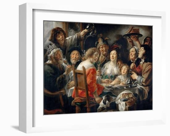 The King Drinks, or Family Meal on the Feast of Epiphany-Jacob Jordaens-Framed Giclee Print