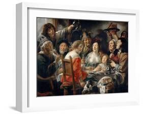 The King Drinks, or Family Meal on the Feast of Epiphany-Jacob Jordaens-Framed Giclee Print