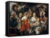 The King Drinks, or Family Meal on the Feast of Epiphany-Jacob Jordaens-Framed Stretched Canvas