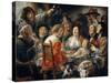 The King Drinks, or Family Meal on the Feast of Epiphany-Jacob Jordaens-Stretched Canvas