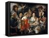 The King Drinks, or Family Meal on the Feast of Epiphany-Jacob Jordaens-Framed Stretched Canvas
