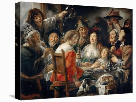 The King Drinks, or Family Meal on the Feast of Epiphany-Jacob Jordaens-Stretched Canvas