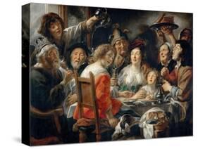 The King Drinks, or Family Meal on the Feast of Epiphany-Jacob Jordaens-Stretched Canvas