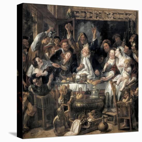 The King Drinks-Jacob Jordaens-Stretched Canvas