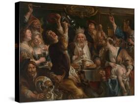 The King Drinks-Jacob Jordaens-Stretched Canvas