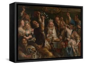 The King Drinks-Jacob Jordaens-Framed Stretched Canvas