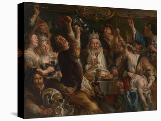 The King Drinks-Jacob Jordaens-Stretched Canvas