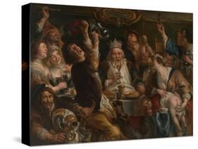 The King Drinks-Jacob Jordaens-Stretched Canvas