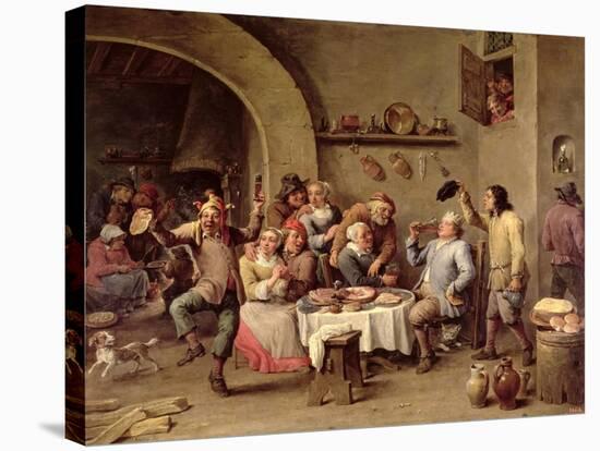 The King Drinks-David Teniers the Younger-Stretched Canvas