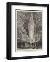 The King of Denmark in Iceland, Viewing the Strokr Geyser-null-Framed Premium Giclee Print