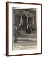 The King of Siam at Harrow, Dr Welldon Pointing Out the Head Boy to His Majesty-null-Framed Giclee Print