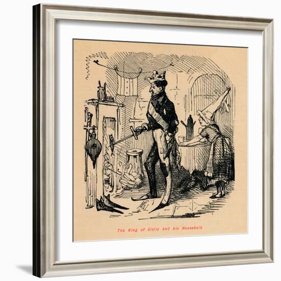 'The King of Sicily and his Household',-John Leech-Framed Giclee Print