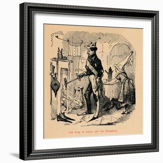 'The King of Sicily and his Household',-John Leech-Framed Giclee Print