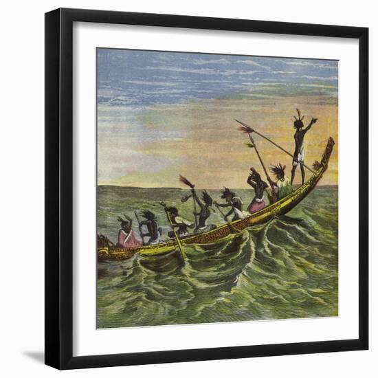 The King of the Ashantees at Sea in His State Canoe-Ernest Henry Griset-Framed Giclee Print