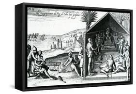 The King Receiving European Visitors, Cape Lopez, Gabon, Africa, 16th Century-Theodore de Bry-Framed Stretched Canvas