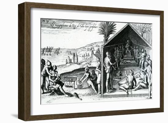 The King Receiving European Visitors, Cape Lopez, Gabon, Africa, 16th Century-Theodore de Bry-Framed Giclee Print