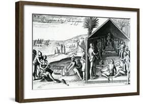 The King Receiving European Visitors, Cape Lopez, Gabon, Africa, 16th Century-Theodore de Bry-Framed Giclee Print