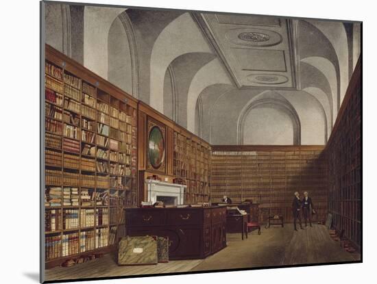 The King's Library, Buckingham House, Hand Coloured Plate from The History of Royal Palaces, 1819-William Henry Pyne-Mounted Giclee Print