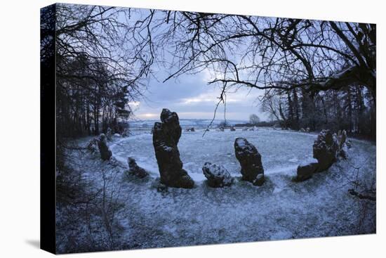 The King's Men in Snow, the Rollright Stones, Near Chipping Norton-Stuart Black-Stretched Canvas