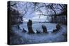 The King's Men in Snow, the Rollright Stones, Near Chipping Norton-Stuart Black-Stretched Canvas