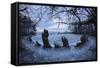 The King's Men in Snow, the Rollright Stones, Near Chipping Norton-Stuart Black-Framed Stretched Canvas