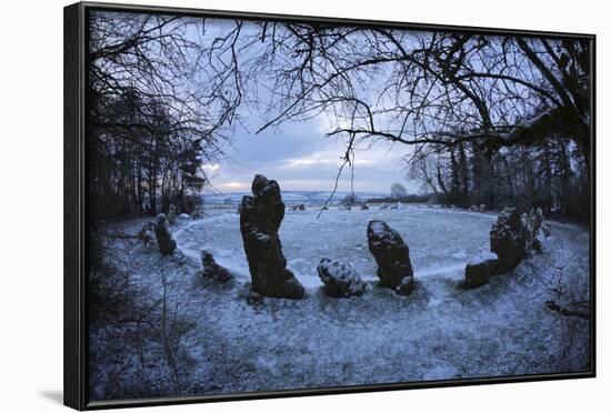 The King's Men in Snow, the Rollright Stones, Near Chipping Norton-Stuart Black-Framed Photographic Print