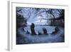 The King's Men in Snow, the Rollright Stones, Near Chipping Norton-Stuart Black-Framed Photographic Print