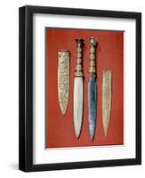 The King's Two Daggers, from the Tomb of Tutankhamun (circa 1370-52 BC) New Kingdom (Gold & Iron)-null-Framed Giclee Print