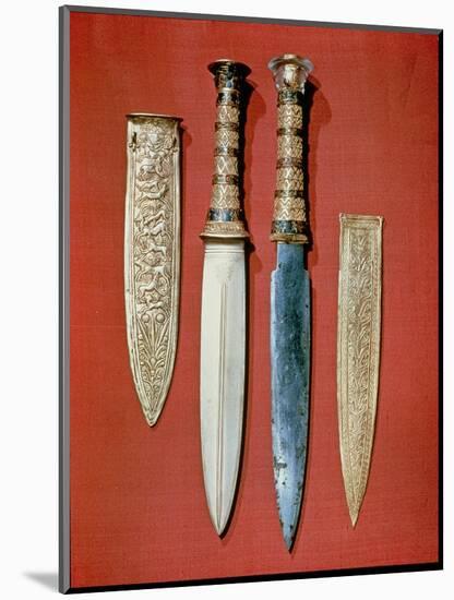 The King's Two Daggers, from the Tomb of Tutankhamun (circa 1370-52 BC) New Kingdom (Gold & Iron)-null-Mounted Giclee Print