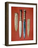 The King's Two Daggers, from the Tomb of Tutankhamun (circa 1370-52 BC) New Kingdom (Gold & Iron)-null-Framed Giclee Print